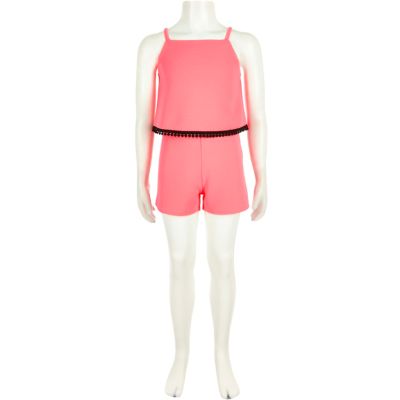Girls pink double layer playsuit
